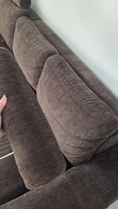 Brązowy narożnik kanapa wersalka z funkcją spania i dwoma schowkami