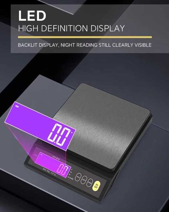 Balança Digital Precisão 1g - 10Kg Recarregável