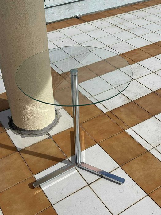 Mesa pequena vidro/ferro inox