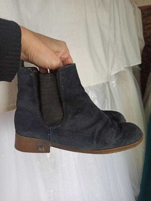 Ботиночки синие 37р.Замша.