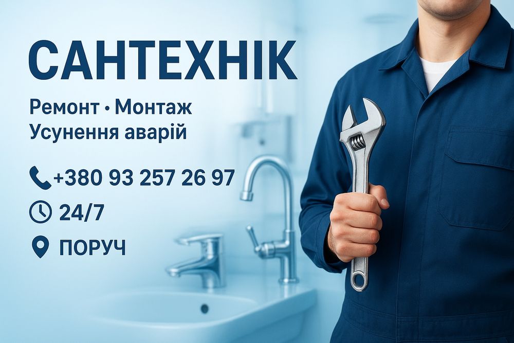 САНТЕХНІК. Майстер поруч! Аварійний виїзд! ГАРАНТІЯ.