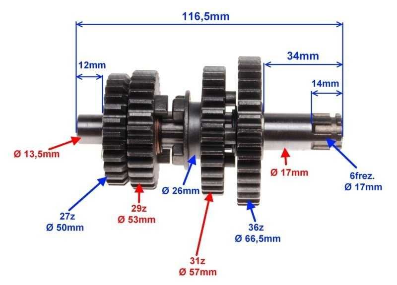 Wałek zdawczy na łożyska  igiełkowe  Chopper  King  Łoś Jolly ATV
