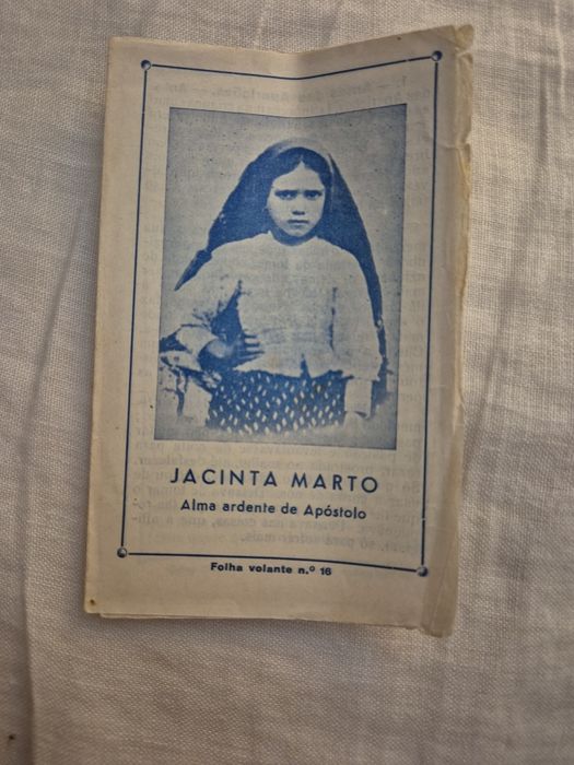 Folheto religioso antigo – Jacinta Marto (c. 1940–195
