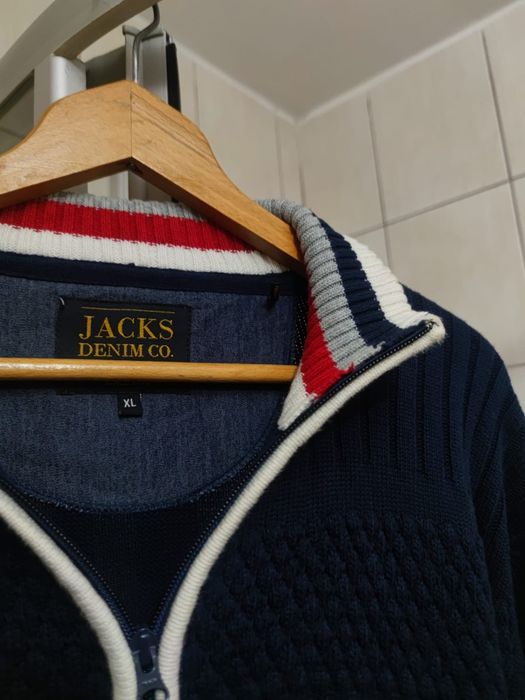 Męski kardigan XL  rozpinany marki Jacks Denim Co. w kolorze ciemnego
