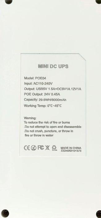 MINI UPS WGP POE04 8000mAh (USB, DC: 9V+12V; LAN: IN, OUT)