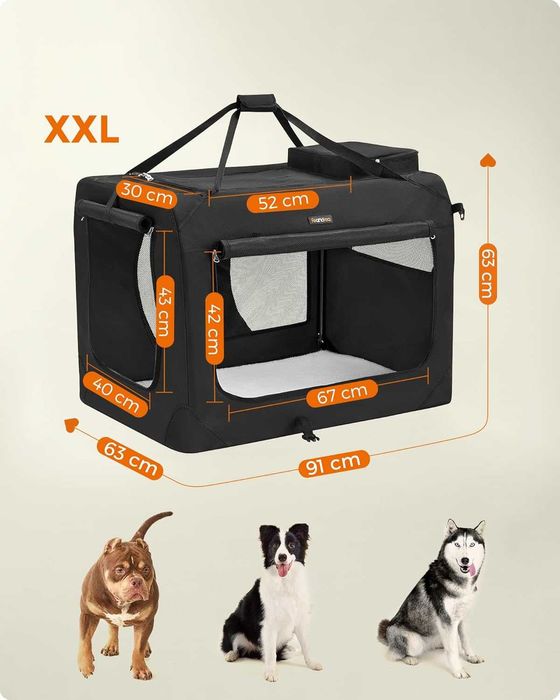 Transporter dla psa Feandrea L 91x63x63 cm składany czarny