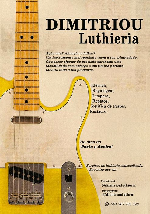 Luthier de guitarras, baixos, acusticas e elétricas.