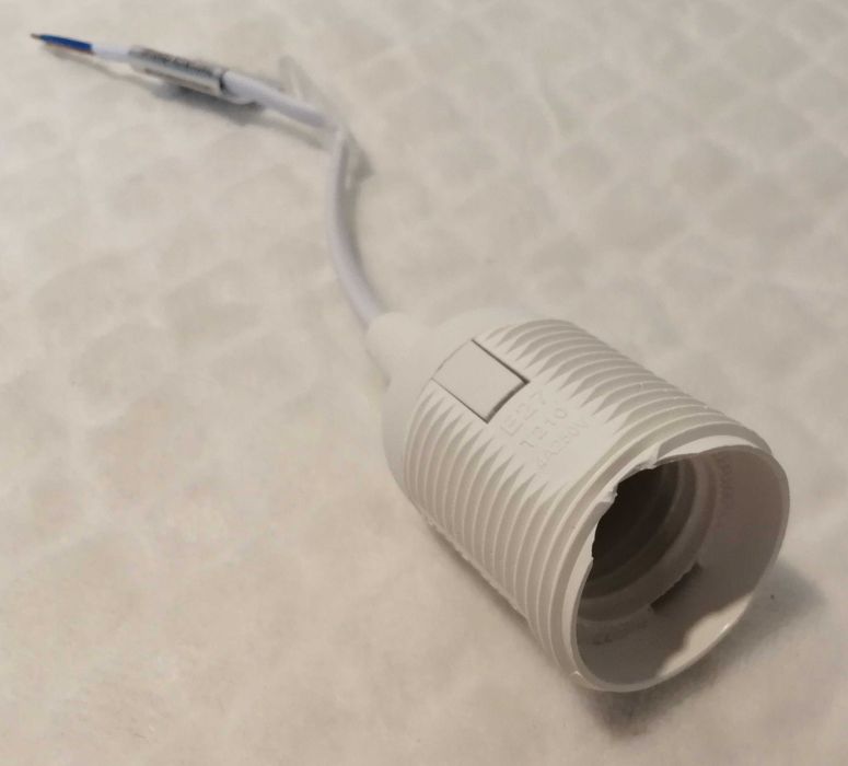 Oprawka budowlana, remontowa, E27, biała, nowa, uszczerbiona