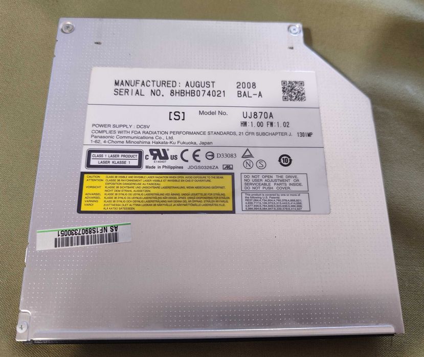 Panasonic UJ870A SATA Лоток нагрузки DVD до ноутбука