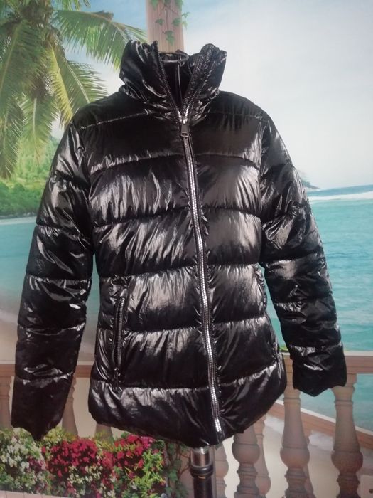 Casaco acolchoado preto metalizado M/L