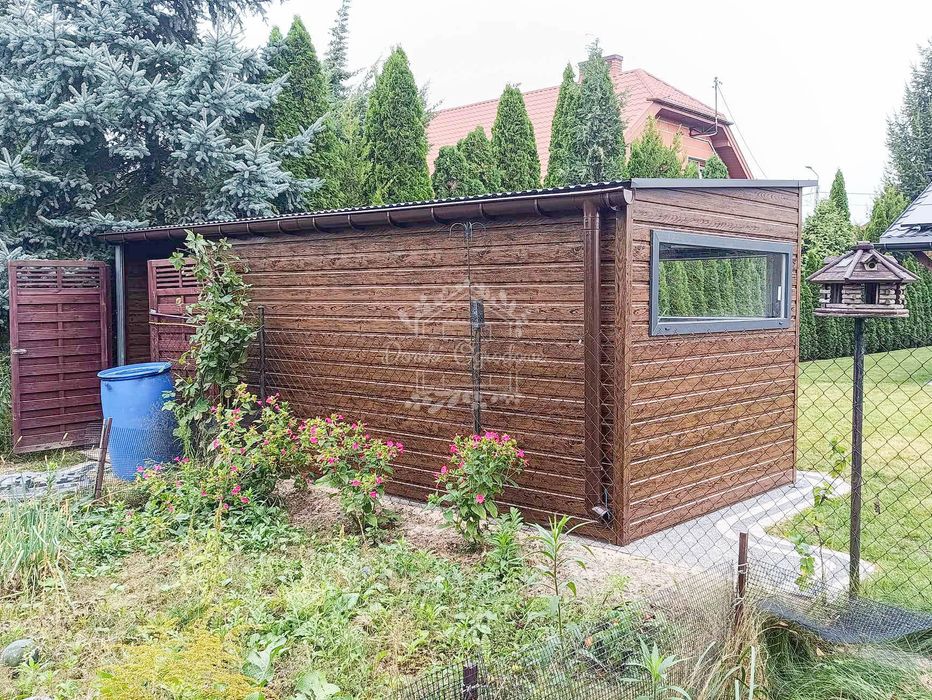 Schowek domek ogrodowy 4,5x2,5m wiata 1,8m antracyt rynny  ID813