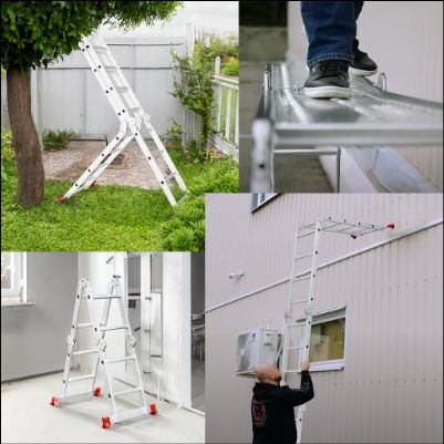 Драбина алюмінієва трансформер 4x4 лестница 4.7м алюминиевая до 150кг