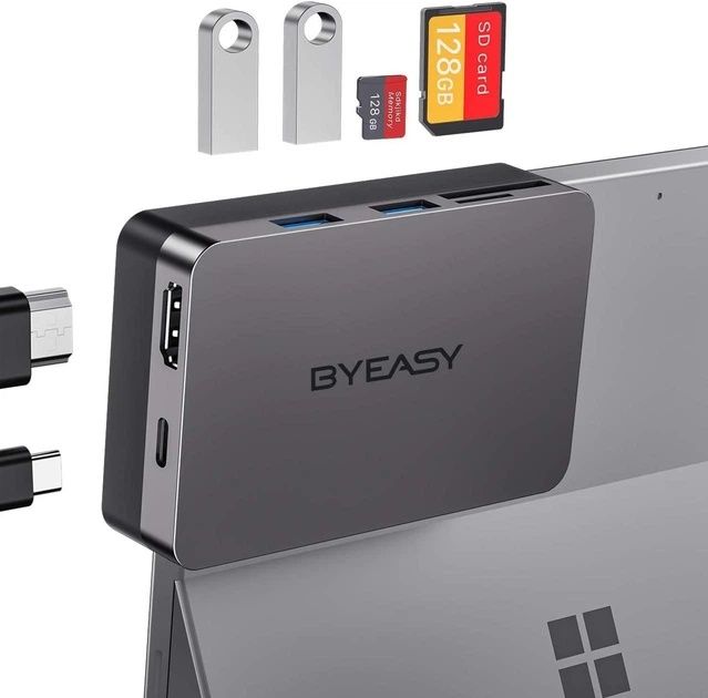 Док-станція BYEASY, 6-в-1 Microsoft Surface Pro 7 USB-C-хаб з 4K HDMI,