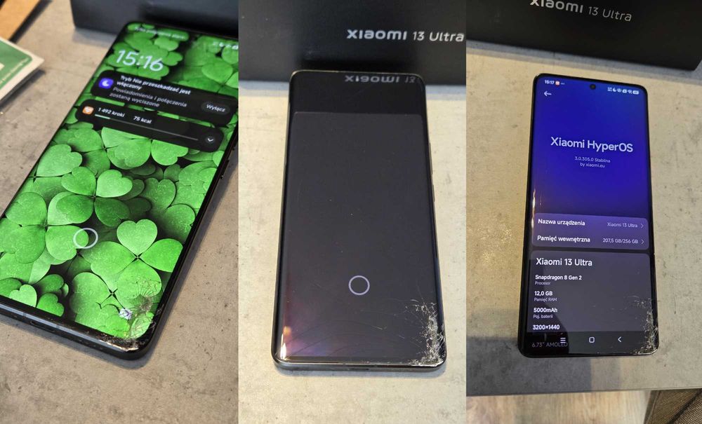 Xiaomi 13 Ultra 12/256 (defekt ekranu) + gratis Redmi Note 6 Pro 4/64 oraz zestaw Bluetooth i Powerbank