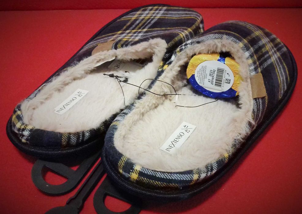 Kapcie 41/42 krata futerko miękkie ciepłe
