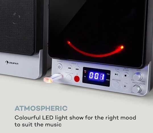 Mikrowieża/zestaw karaoke, odtwarzacz CD, Bluetooth, port USB, pilot