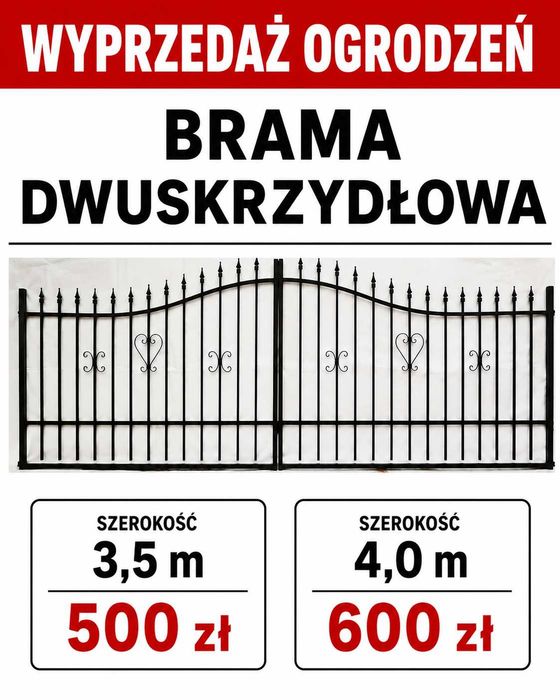 Brama dwuskrzydłowa przęsło wyprzedaż