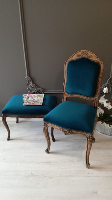 Stylowy fotel turkusowy Ludwik Ludwikowski Loft