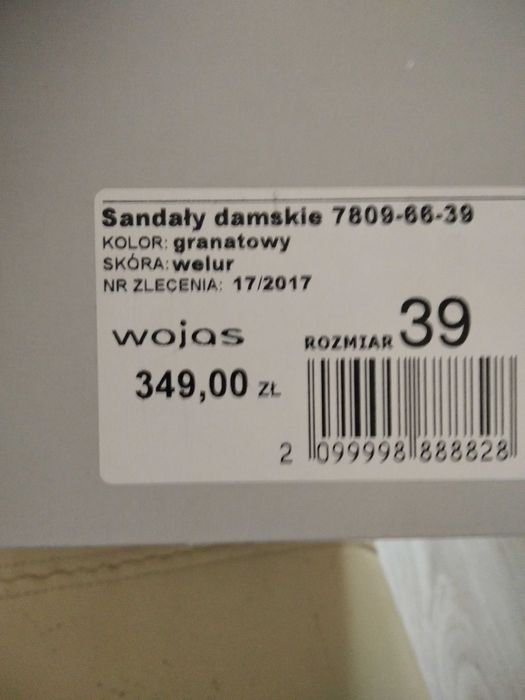 Sandały Wojas rozm. 39, skóra welurowa