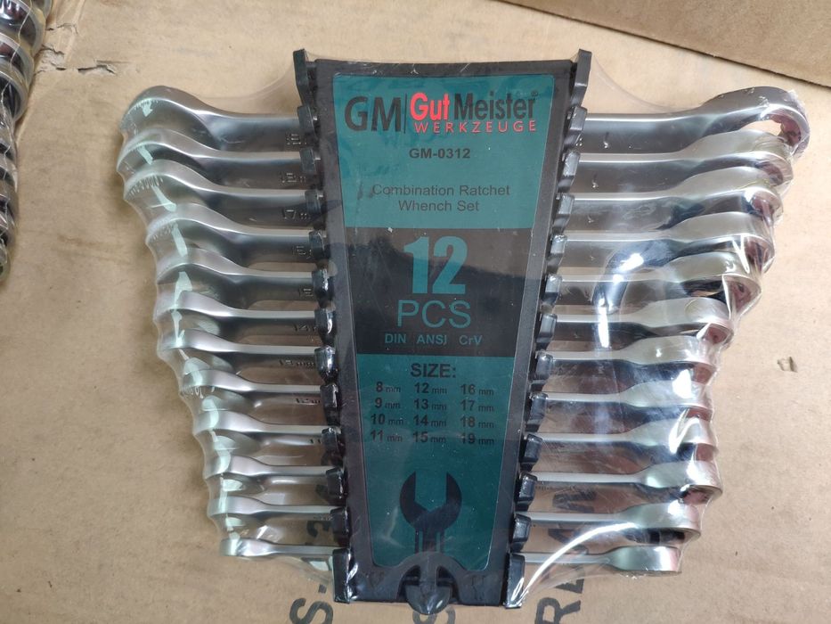 Рожково накидные ключи с трещоткой набор ключей рожковых Gut Meister