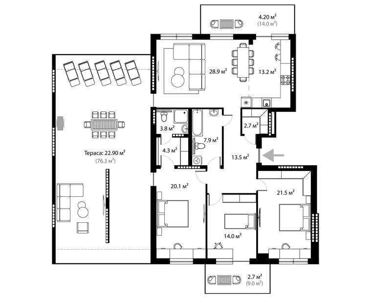 4-кімнатна квартира | PARKLAND | Ужгород, PL 4.59