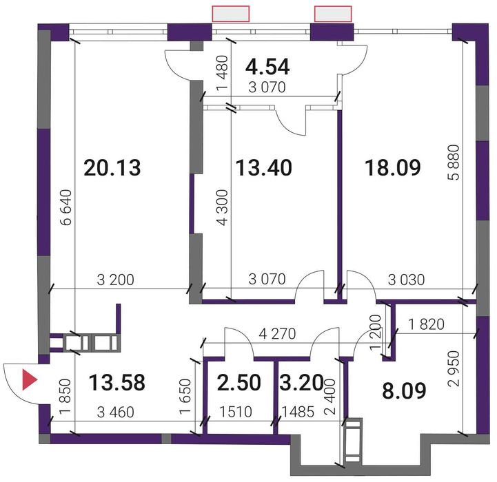 2к квартира 83,53 м2, ЖК Грейт (Great), 8 буд., 2с7б, 23 поверх. Без%.