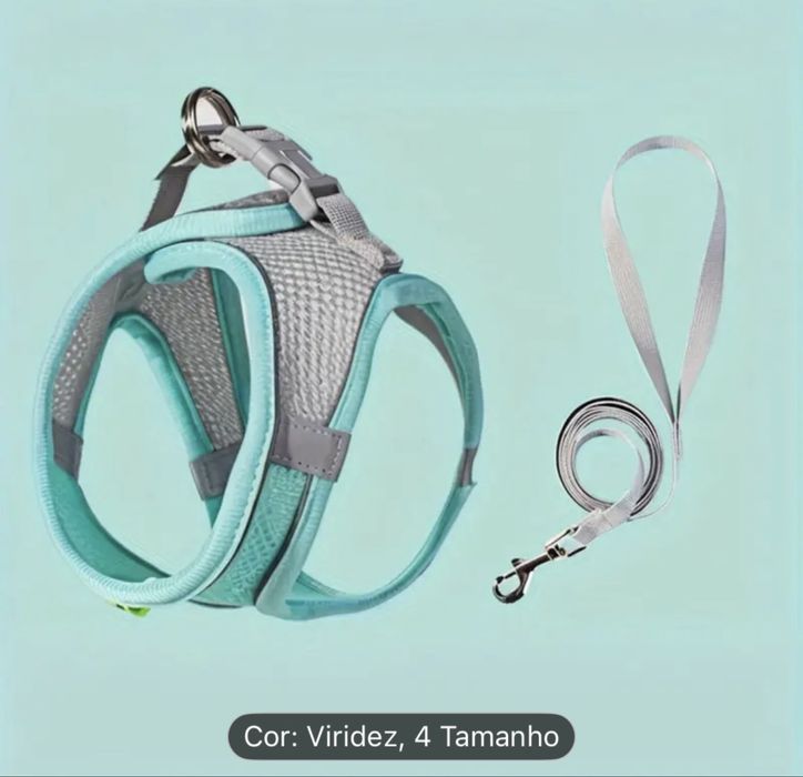 Conjunto de arnês e trela ajustavel para gato
