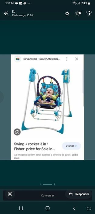 Baloiço bebe,têm 3 posições, pouco uso vendo para desocupar