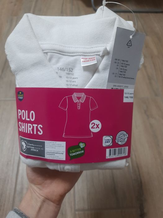 Комплект поло, футболка біла для дівчинки 146-152 см, 10-12 років