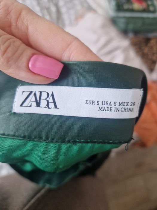 Spódnica midi maxi S Zara zielona plisowana długa