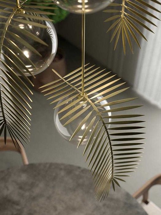 Lampa Cangini Vegetal kula liść palmy mosiądz złoty mat RABAT - 45%