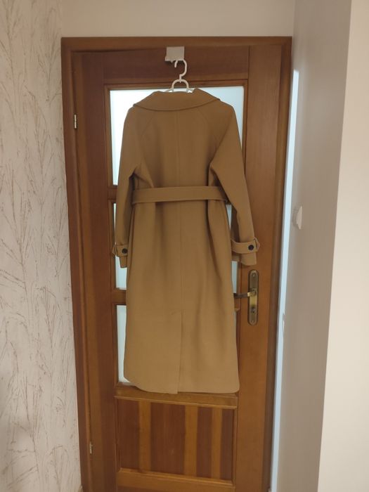 Długi płaszcz damski dł.118cm-wiazany
