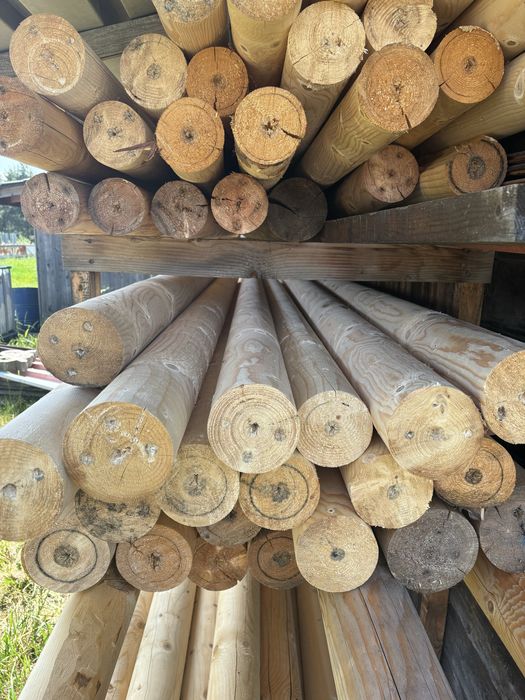 Wałki toczone, palisada, bale