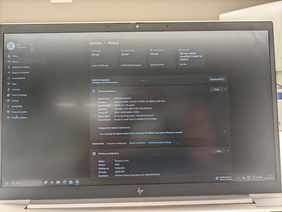 HP EliteBook 840 G8 | i7 (11ª G) 16GB/512GB SSD | OPORTUNIDADE