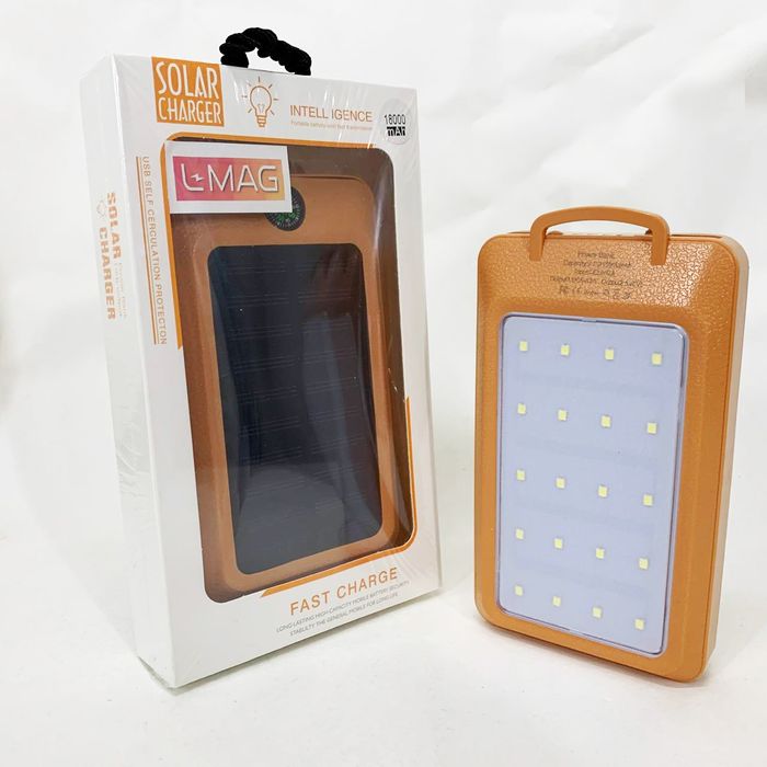 Power Bank Solar 18000 mAh мобільне зарядне з сонячною панеллю та лампою, Power Bank Charger