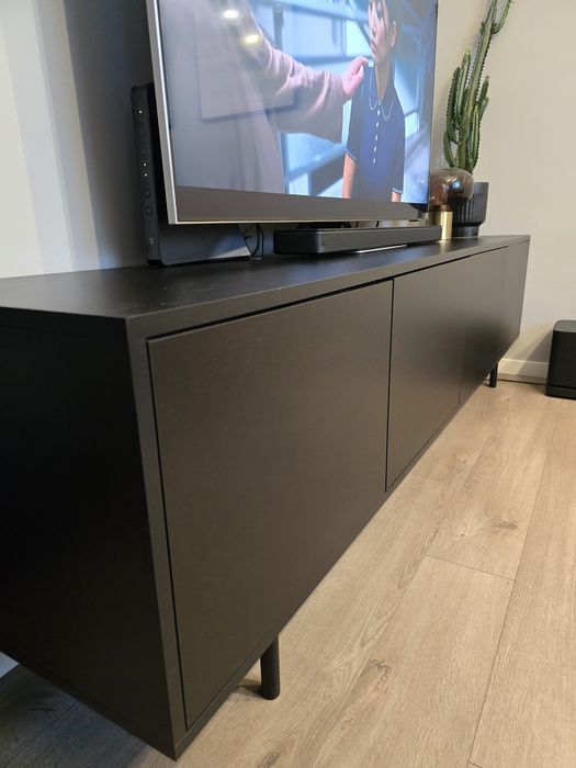 Szafka RTV 200 cm, 4 drzwi, czarny mat