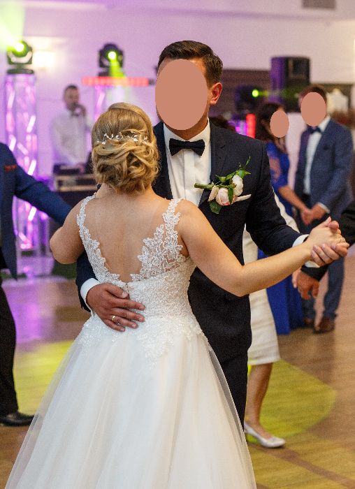 Suknia ślubna 36/38, 160, literka A, koronka, tiul