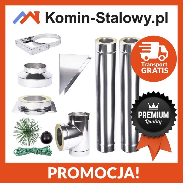 Komin systemowy Stalowy Izolowany - Dwuścienny Zewnętrzny - Fi 120/180 - 2 m, gr. 0,8 mm - Szybka Realizacja