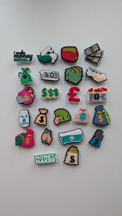 Джибитсы на кроксы деньги доллары jibbitz crocs шлепанцы dollar money