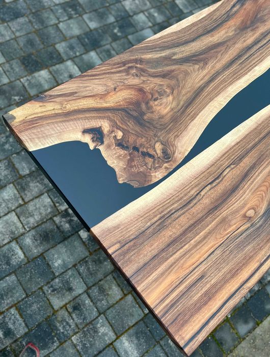 Nowoczesny stół do jadalni, salonu loftu orzech włoski żywica #137