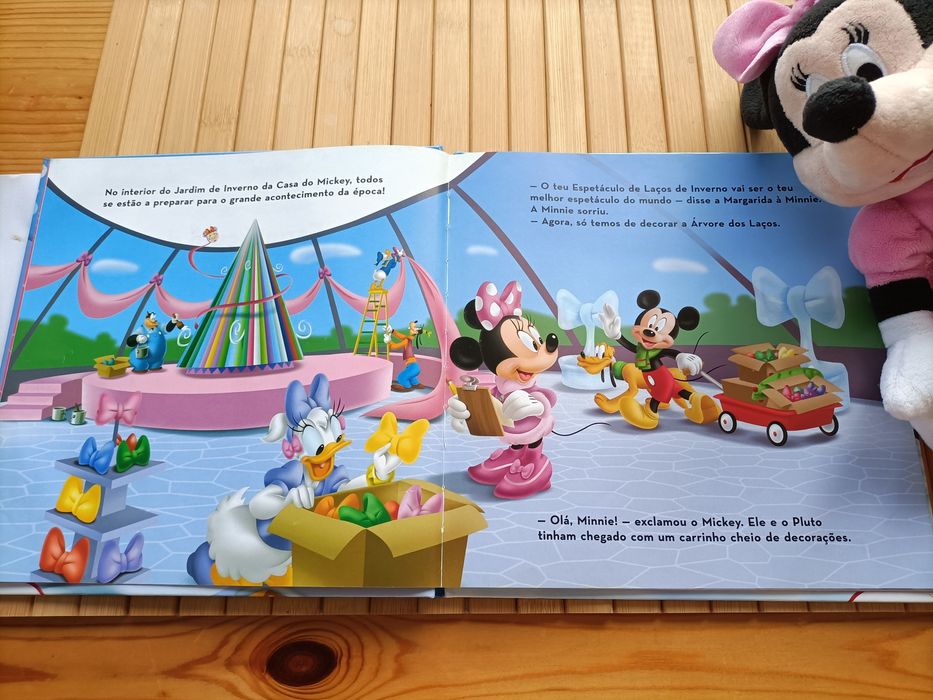 2 livros + peluche Minnie