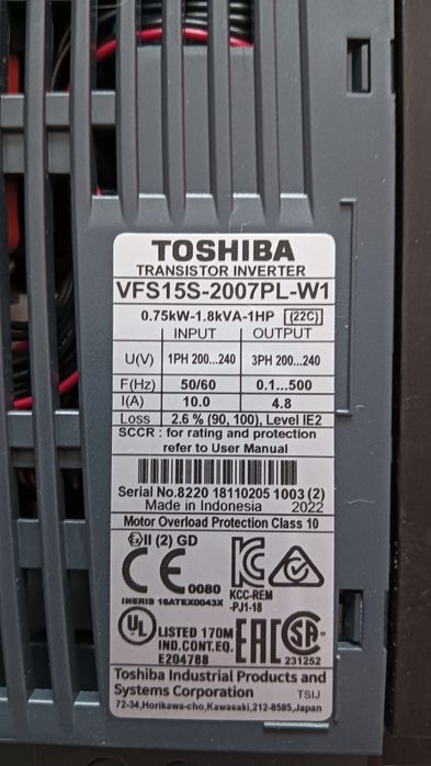 Toshiba VF S15 2007PL 0,75kW