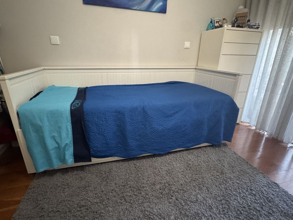Cama individual/ dupla c/ 3 gavetas branca 80x200cm