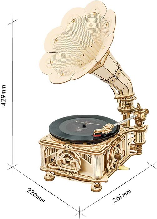 Puzzle 3D ROKR - Gramofone de madeira manual 424 peças
