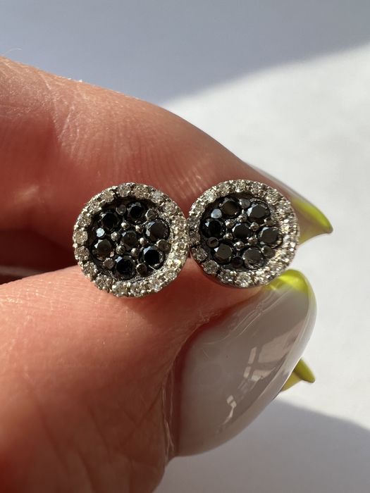 Золотые серьги пусеты с бриллиантами 0,31ct белое золото 585 проба золоті сережки з діамантами
