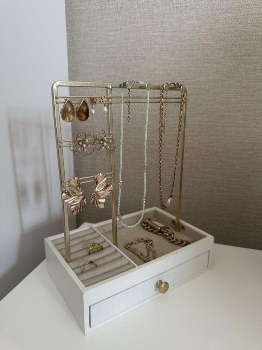 Guarda-joias com 1 gaveta de metal branco e dourado - Maison Du Monde