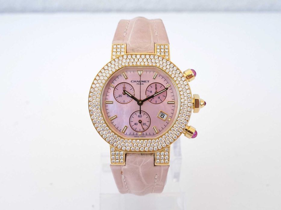 Chaumet Class One 18K Yellow Gold MOP Dial Diamonds Bezel 40mm