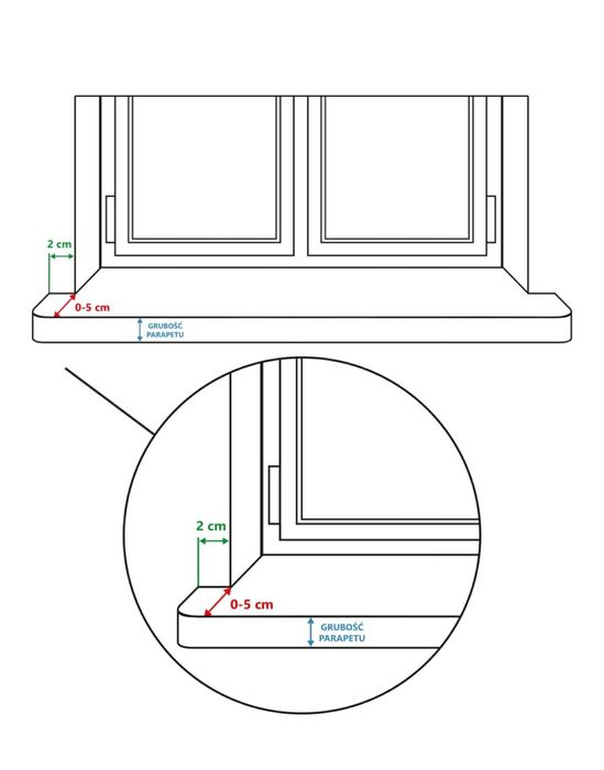 Parapety wewnętrzne  z konglomeratu SILWER GREY 3cm grubość