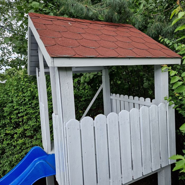 Domek drewniany plac zabaw ślizg 280cm