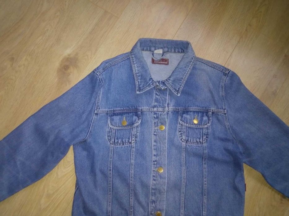 Kurtka jeansowa dżinsowa damska granatowa niebieska PRL jeans kieszeń
